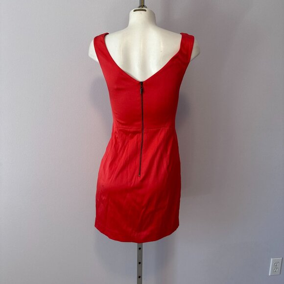 Black Halo Coral Red Pink Satin Sleeveless Sheath Career Dress Size 4 Womens - Picture 4 of 7